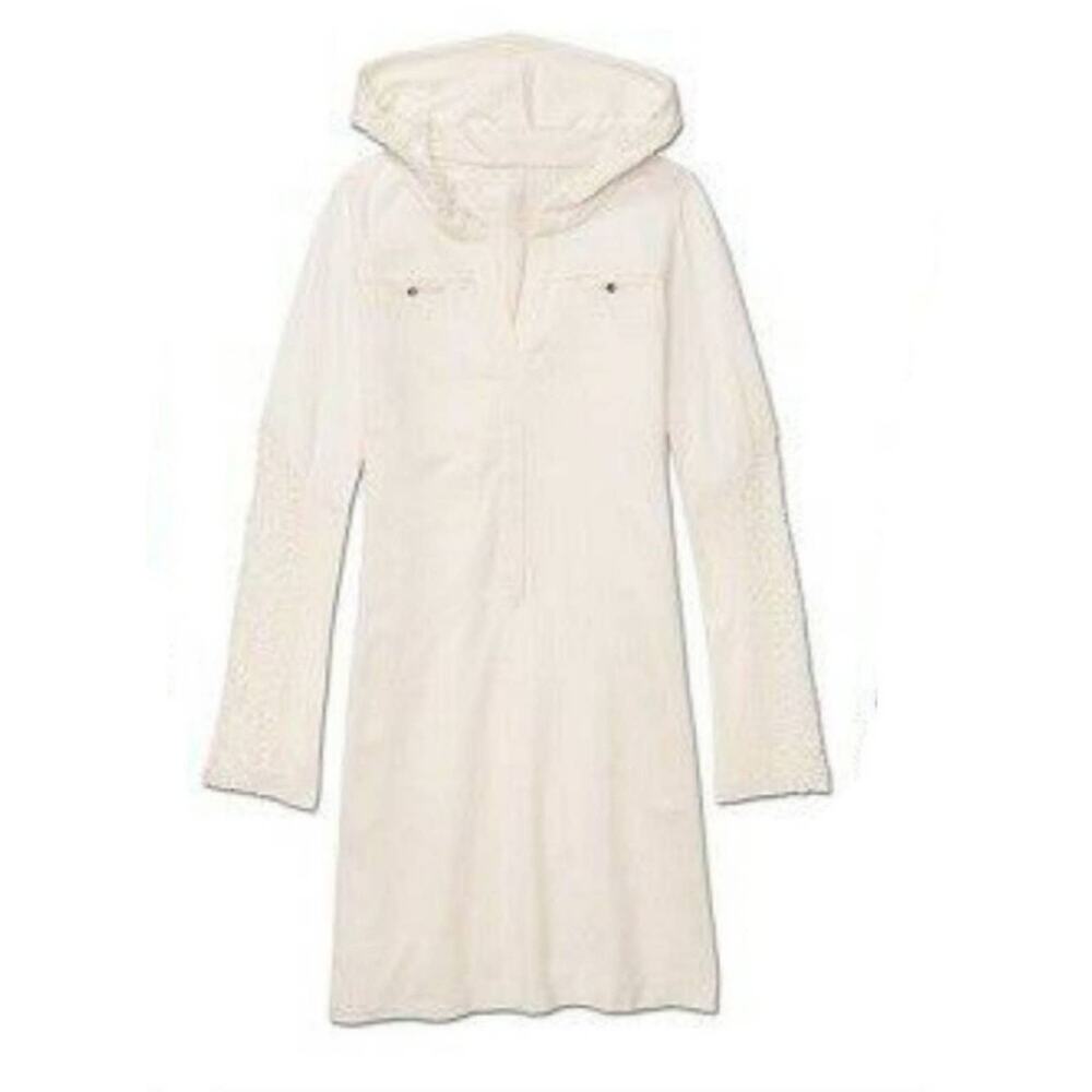Athleta Carried Away Crochet Hood White Long Sleeve Dress Size M